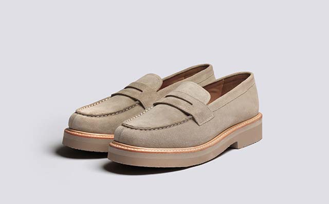 Grenson Peter Mens Loafers in Beige Suede GRS114033